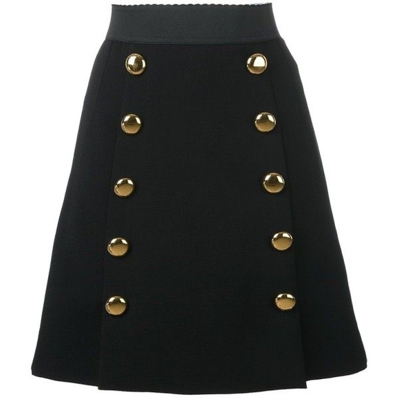 Dolce & Gabbana Button Embellished Wool Mini Skirt Black Size XS - Picture 1 of 2